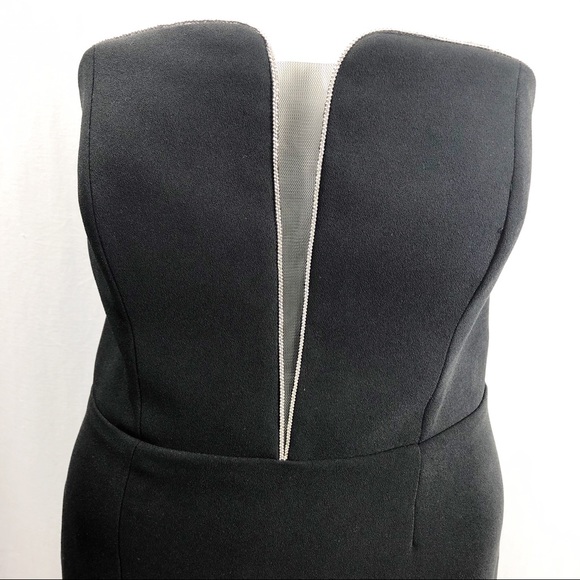 Halston Heritage Black Dress Size 2 Deep V Long Cocktail Party Prom - Picture 4 of 6